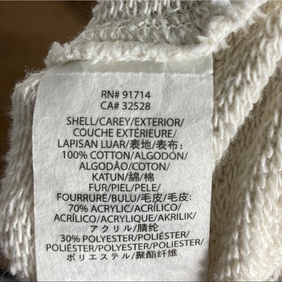 Armani Exchange Shawl Faux Fur Collar Sweater Large Cream Tan - Picture 5 of 6